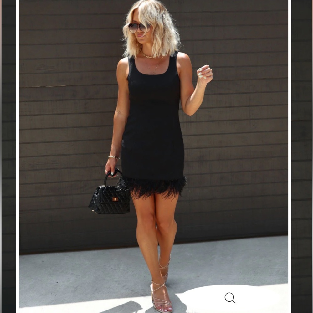 Trf little black dress with feather details size medium